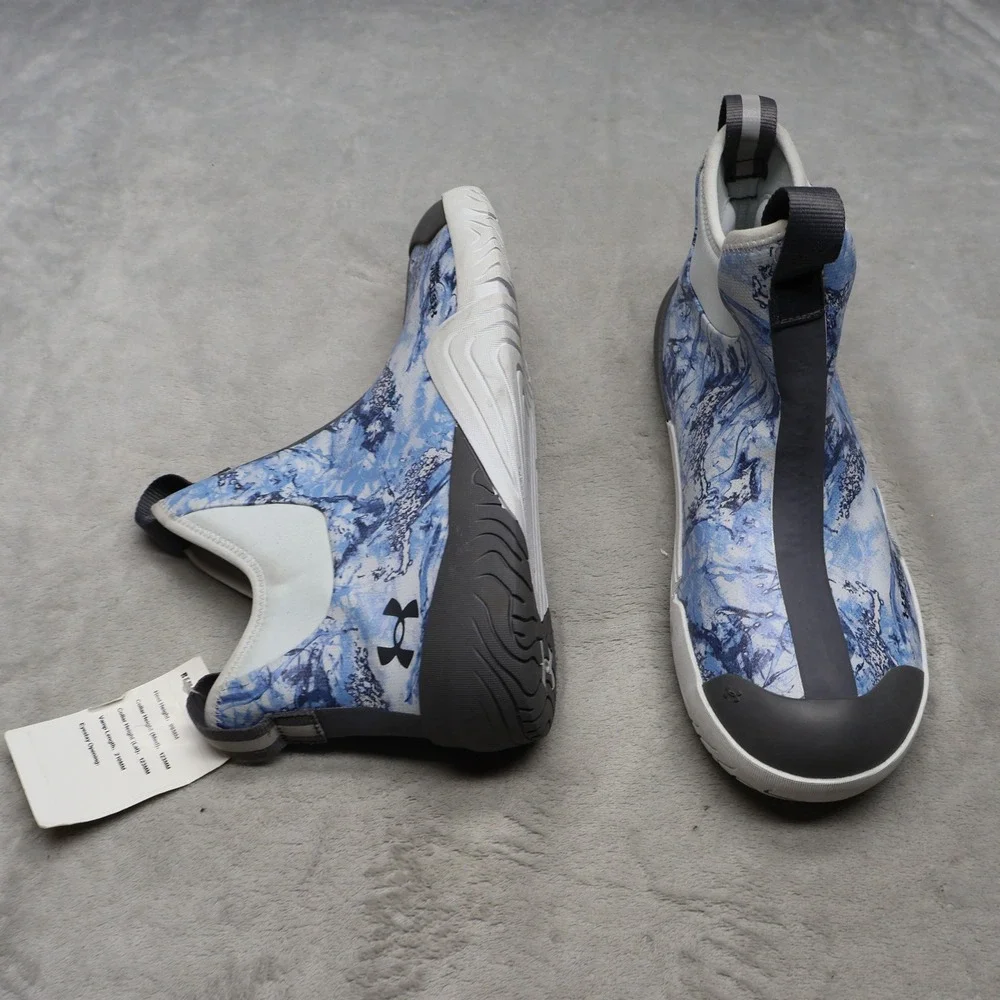 Under Armour Men 9D Deck Boots Blue Camo Charged Shoreman Waterproof Fishing NEW